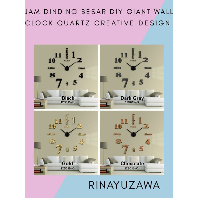 Jam Dinding Besar DIY Giant Wall Clock Quartz Creative Design ( Big Clock Wall )