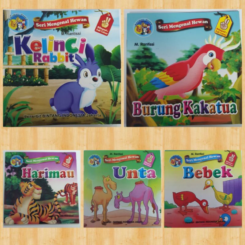 cerita anak bergambar SERI MENGENAL HEWAN bilingual full colour (seri 5 buku)