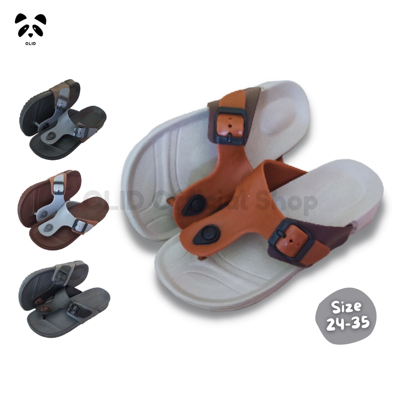 Sandal Jepit Anak Laki Laki Karet Flip Flop Polos Import Ukuran 24-35 - Sendal Anak Cowok 2-10 Tahun