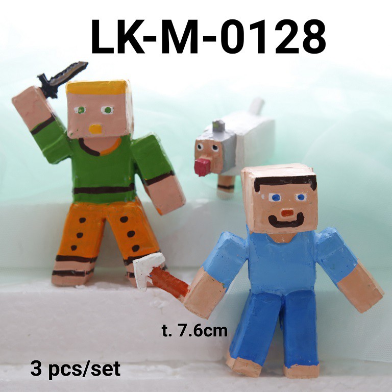 LK-M-0128 Cake topper hiasan kue mainan lokal game minecraft yamama baking