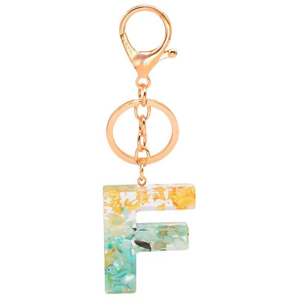 QUINTON 26huruf Gantungan Kunci Colorful Resin Akrilik Key Ring 26huruf Ornamen Handbag Charms Gantung Dekorasi English Alphabet Keyring