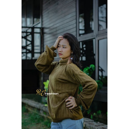 TERMURAH /Sweater /Rajut Turtle Neck/ Button Oversize l Pakaian Rajut Wanita l Sweater Rajut Keren l Rajut Murah