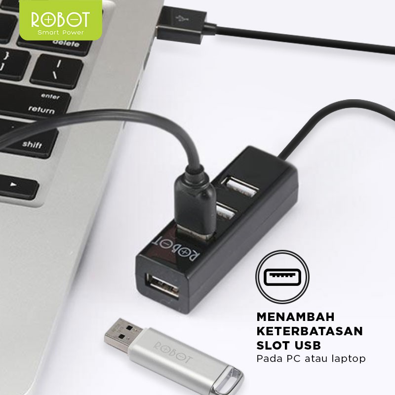 USB HUB 4 Port Robot H140-80 (Panjang Kabel 80cm) - Garansi Resmi 1 Tahun