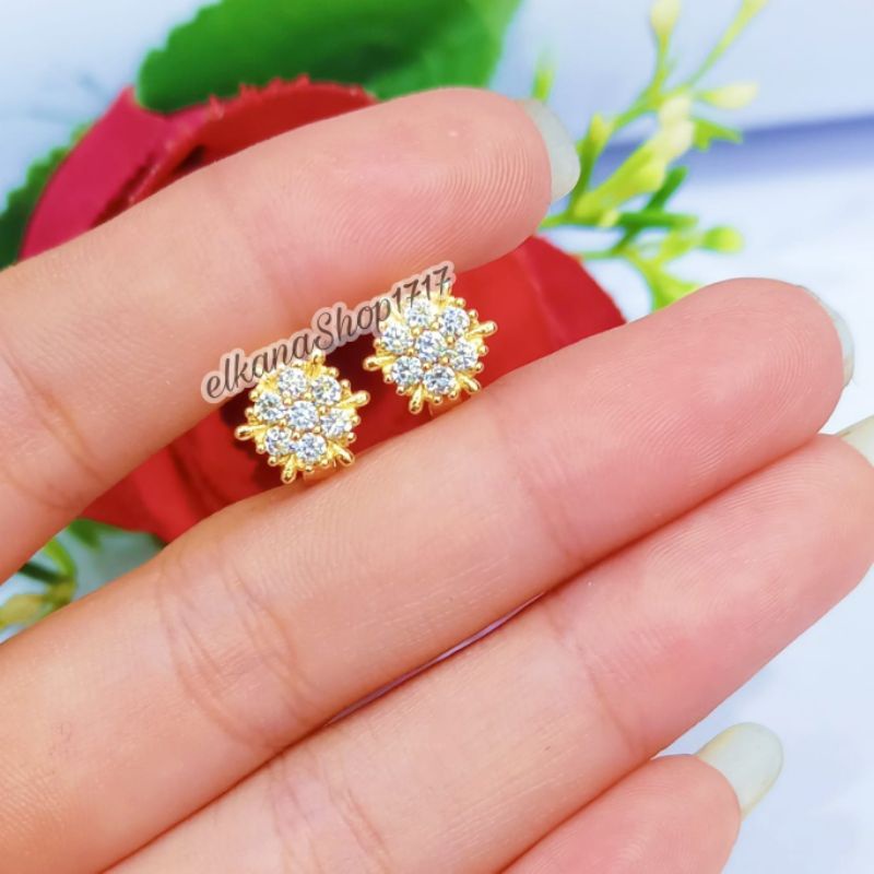 Anting Jepit anak variasi motif permata simple dan elegan Gold,tidak karat (COD)