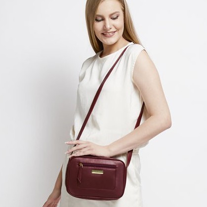 SP #TAS SOPHIE MARTIN CHESS T3701B7 SELEMPANG WANITA MAROON KULIT PREMIUM DISKON MEMBER HARGA PROMO