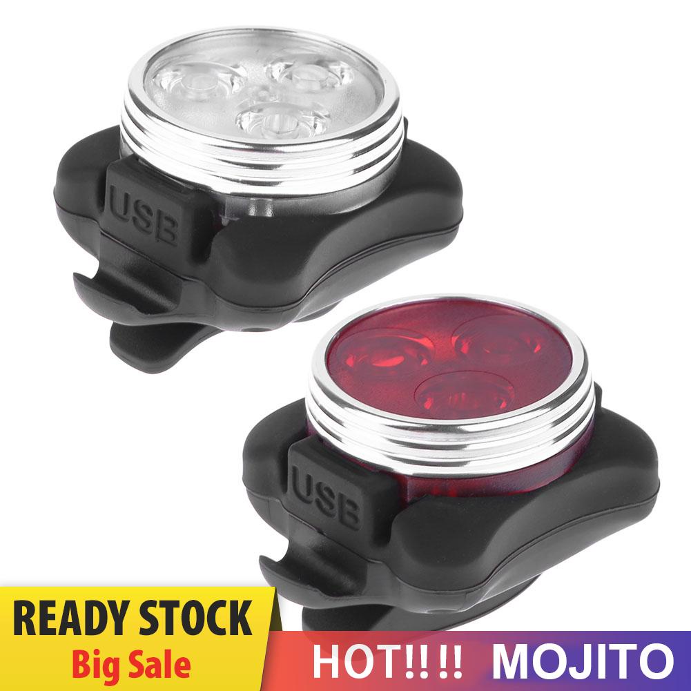 Set Lampu Depan + Belakang Sepeda Gunung Mtb Led Charge Usb