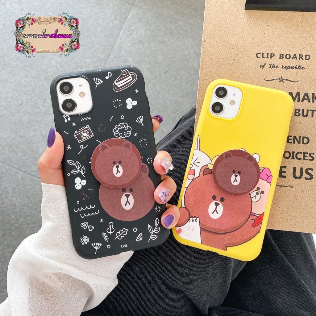 SS261 Softcase Popsocket BEAR Oppo F1s A59 A3s A5s A7 A11k A12 A5 A9 2020 A31 A8 SB1588