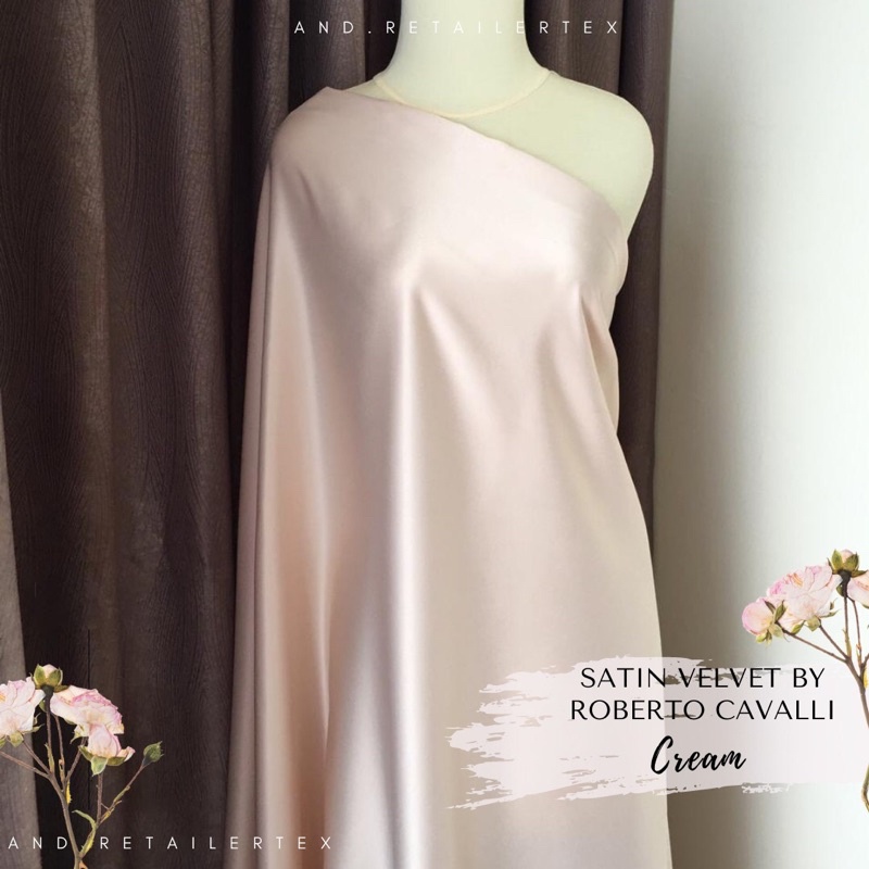 Kain Satin Velvet Premium Warna Cream Bahan Seragaman Bahan Furing Bisa untuk Background Backdrop Foto Produk