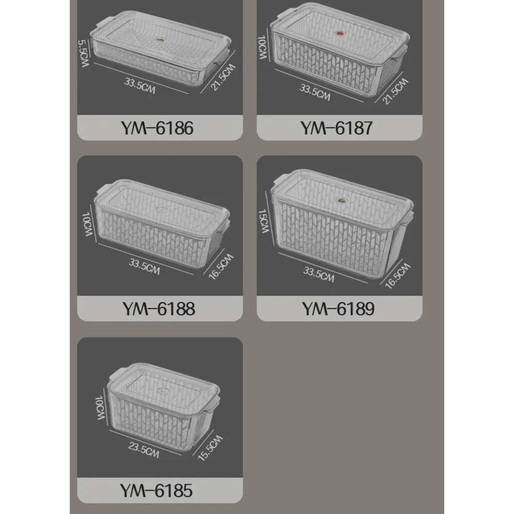 BAITII STORAGE - NYU KOTAK PENYIMPANAN BUAH SAYUR KULKAS DENGAN SARINGAN TRANSPARAN / FRIDGE STORAGE ACRYLIC FOR FOOD PREP MIZU MINIMALIS-4