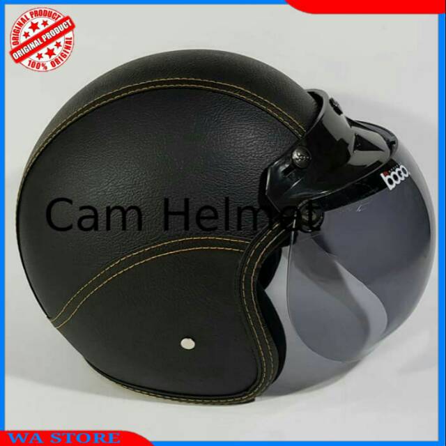 Helm helmet helem dewasa sni bogo retro kulit tebal kaca