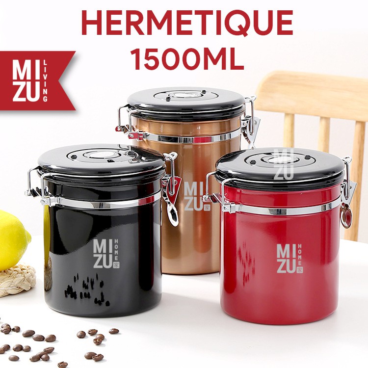 MIZU HERMETIQUE 1500ml TIMER Airtight Coffee Canister Stainless Steel Toples Kopi Kedap Udara