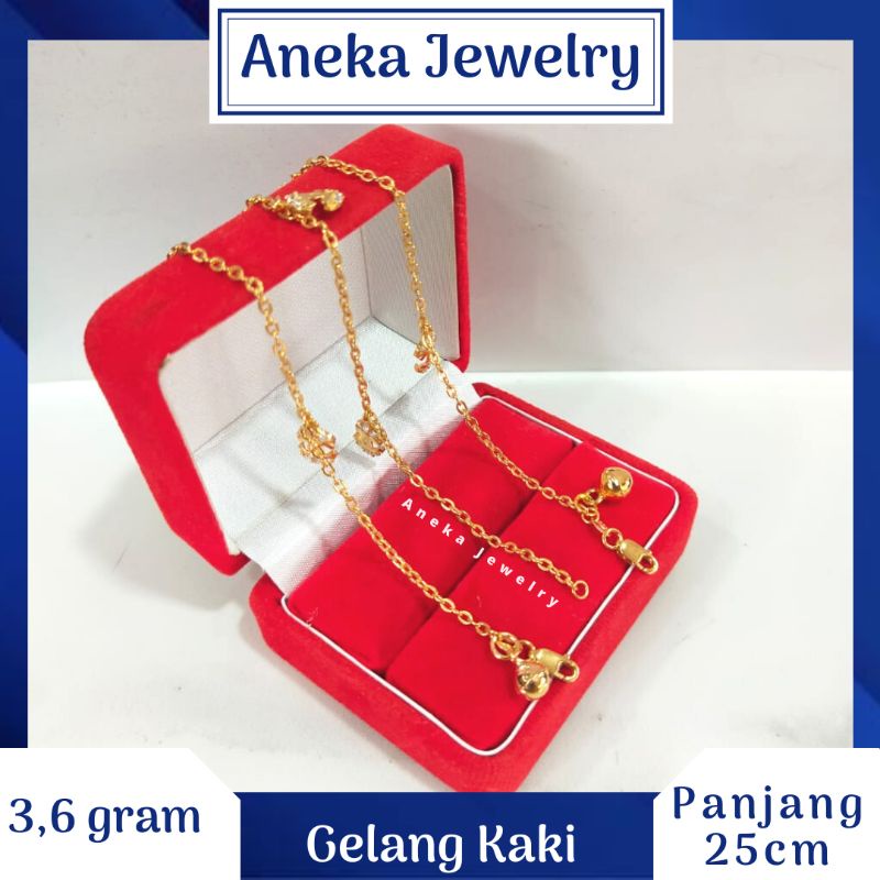 Gelang Kaki Holo Gantung Mata2, Perak 925, Lapis Emas Rosegold