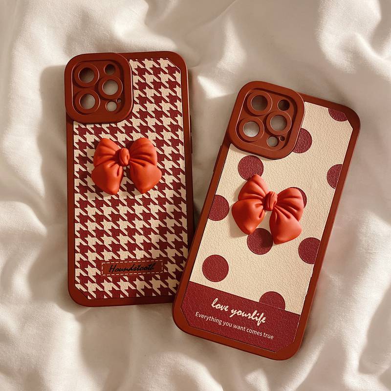 Angel Eyes Red Point Bowknot Soft Case iP iPhone 7 8 14 + Plus X XR SE 2020 XS Max 11 12 13 Pro Max Casing Xiaomi Redmi Note 8 Pro