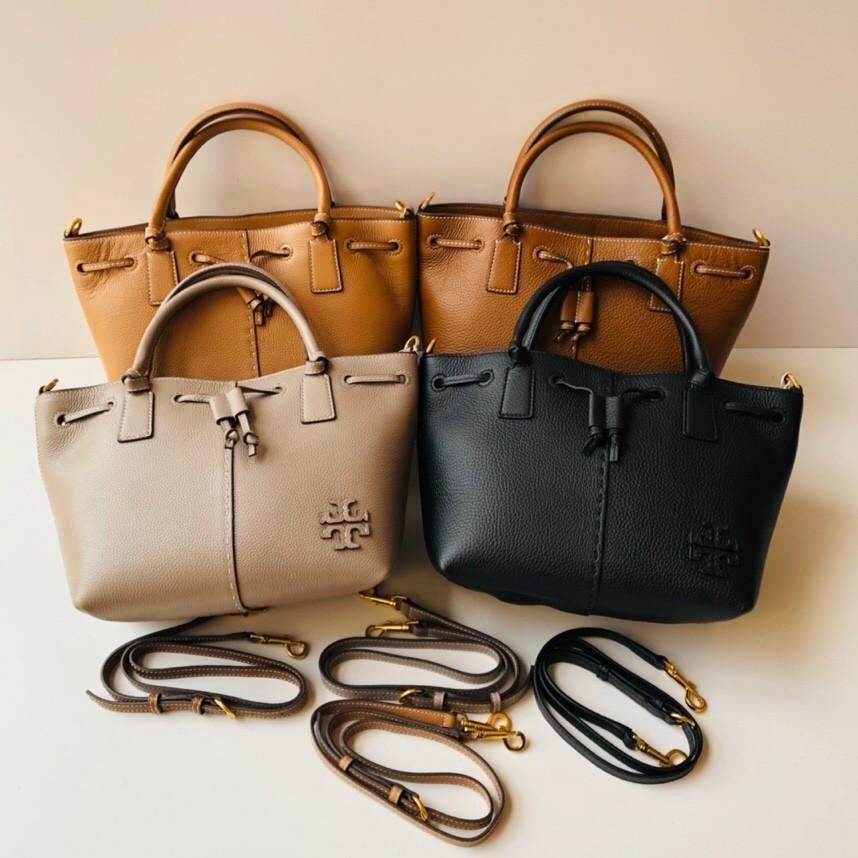 TAS HANDBAG TORYBURCH MCGRAW LEATHER TOTE BAG & CROSSBODY HANDBAG