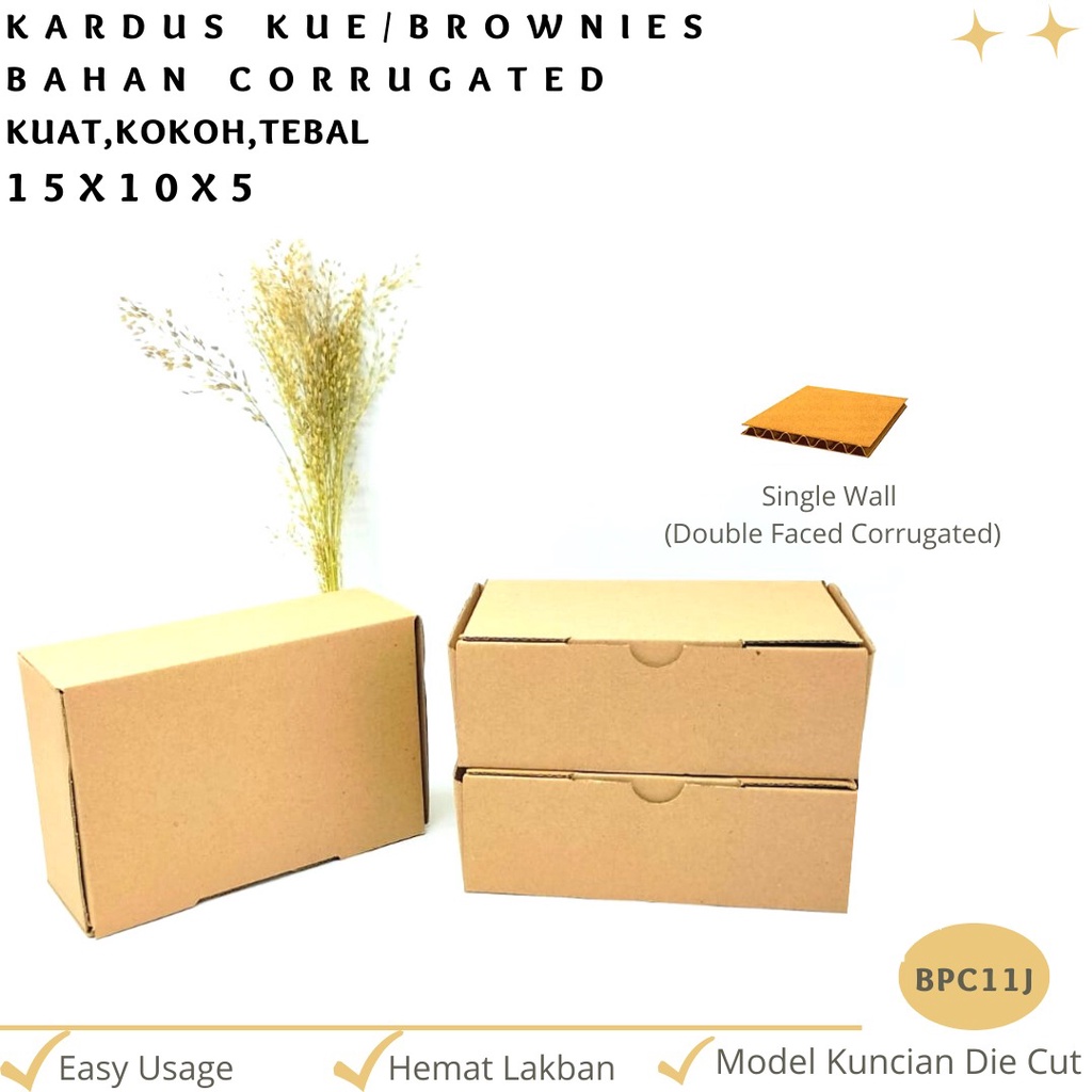 Kardus Brownies 15x10x5 Corrugated Diecut E-flute (BPC11J)