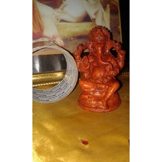 Patung Dewa Ganesha 11 Cm Fiber motif kayu