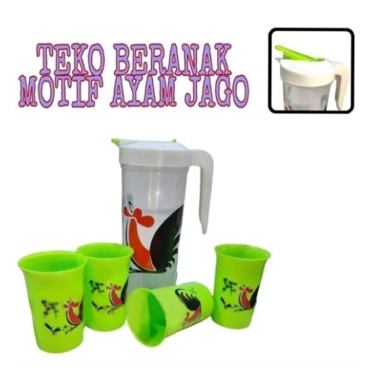 Teko Beranak AYAM JAGO - Teko Set Gelas