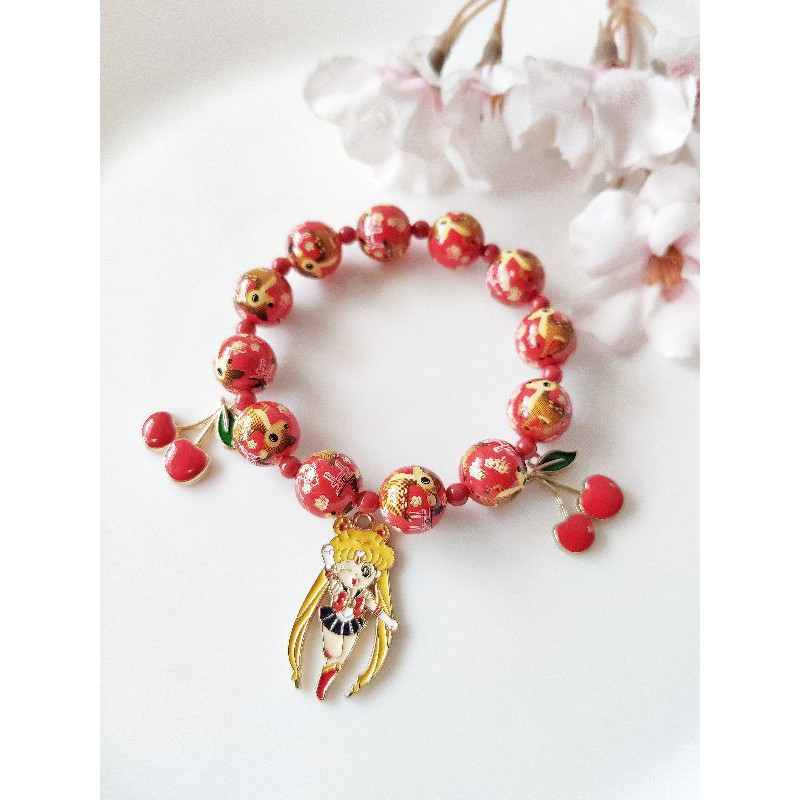 sailormoon tensha charm bracelet gelang fashion cherry