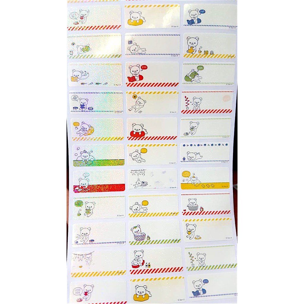 

Label Nama Anti Air Sticker Waterproof Premium Rilakkuma Glitter Ori
