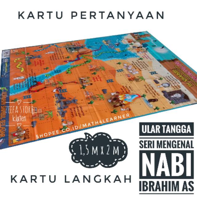 [1,5 m x 2 m] Karpet Ular Tangga Raksasa Jumbo Size S Nabi Ibrahim As Permainan Edukatif Anak Muslim