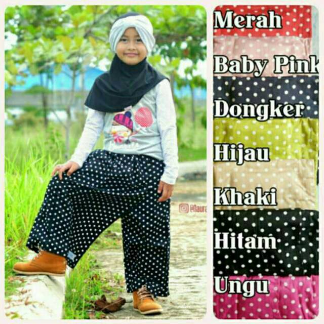 Rok Celana Anak Bahan Katun Jepang Motif Polkadot