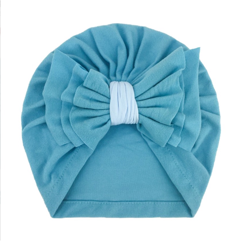 NEW  Turban / topi anak bayi motif pita tumpuk kualitas premium-PitaTumpuk.Biru