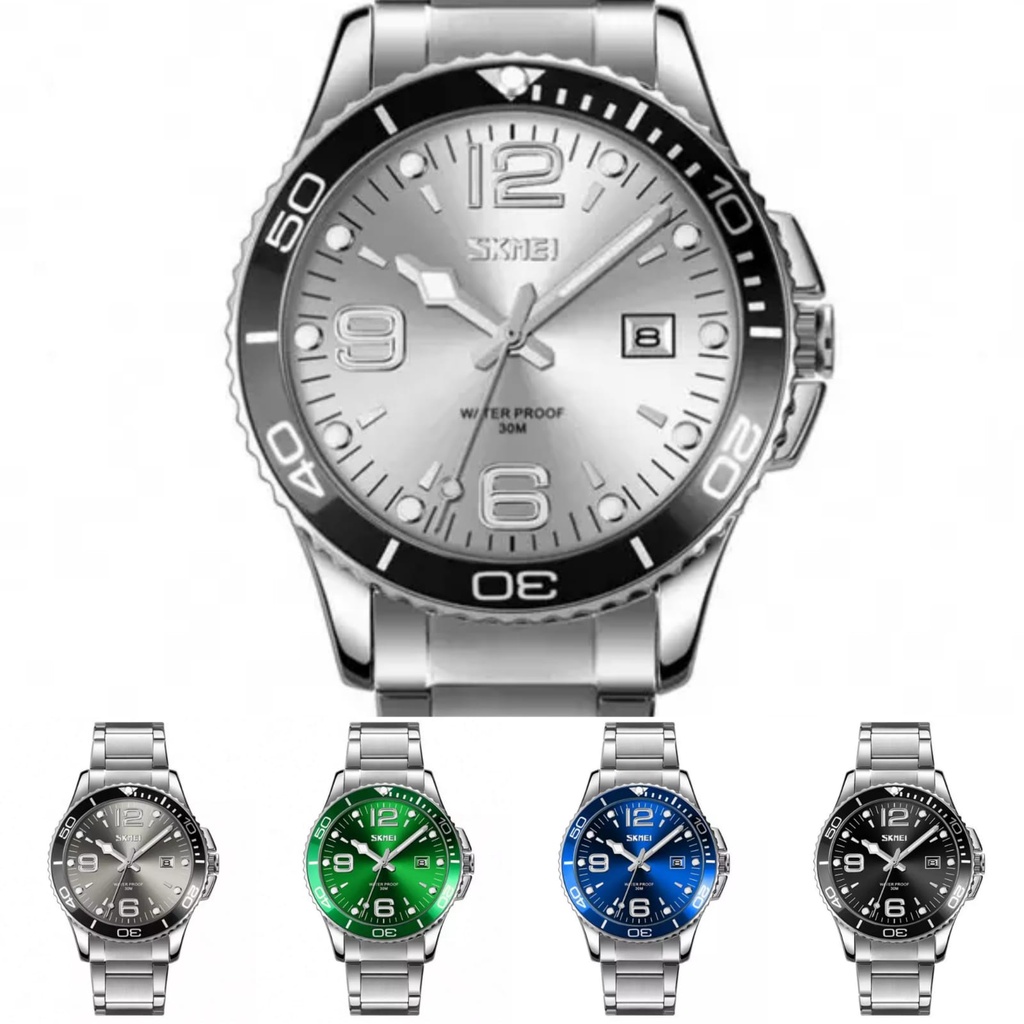 Jam tangan pria skmei 9278 original rantai tanggal aktif