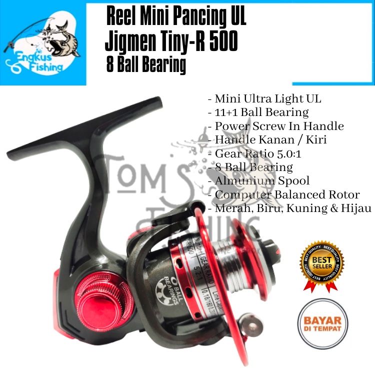 Reel Pancing UL Jigmen Tiny R-500 Mini (8 Bearing) Spool Alumunium Ultra Light Murah - Engkus Fishing