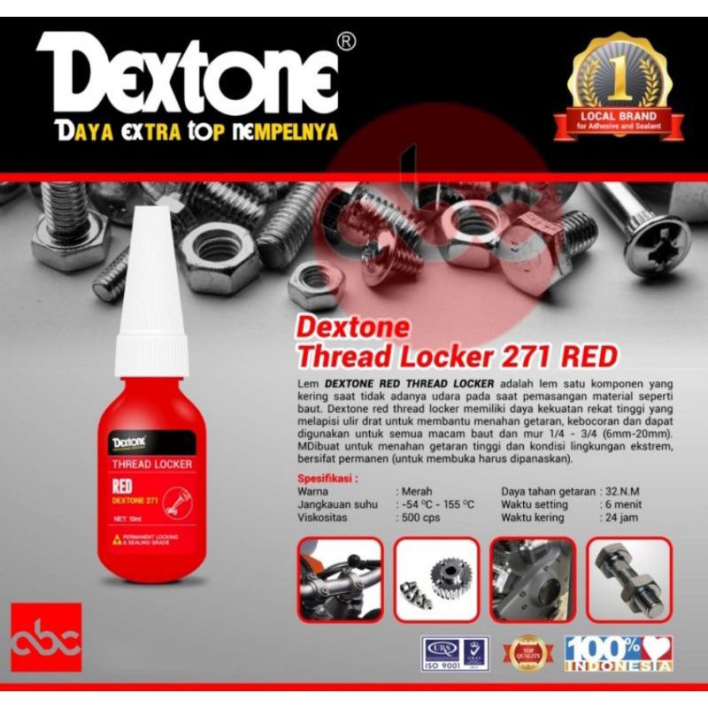 DEXTONE LEM BAUT PERMANEN TYPE 271 / RED THREAD LOCKER  BEST QUALITY