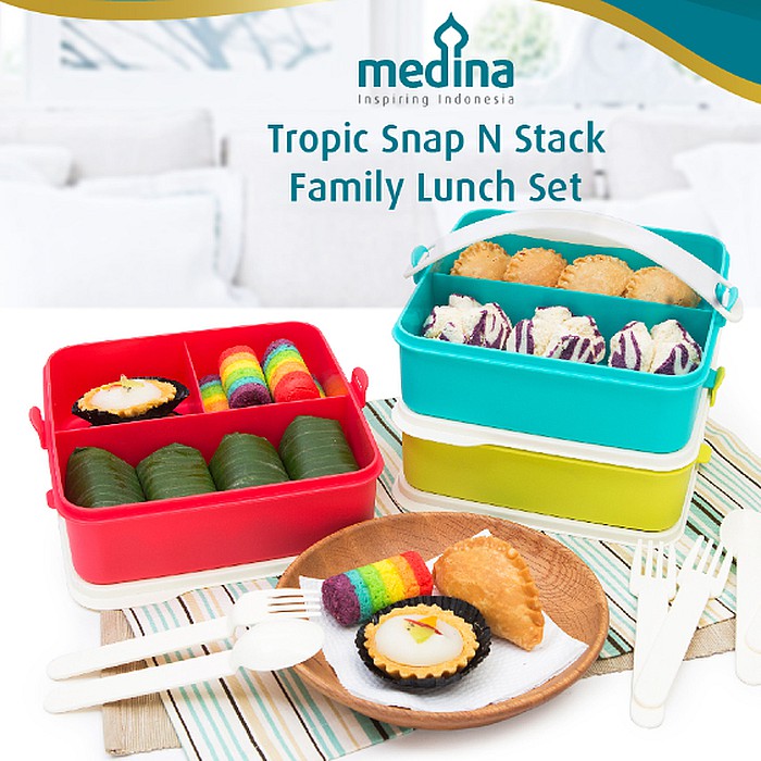 Kotak Makan Piknik Medina TROPIC Snap N Stack Family Lunch Set Bekal Piknik Set Medina Original
