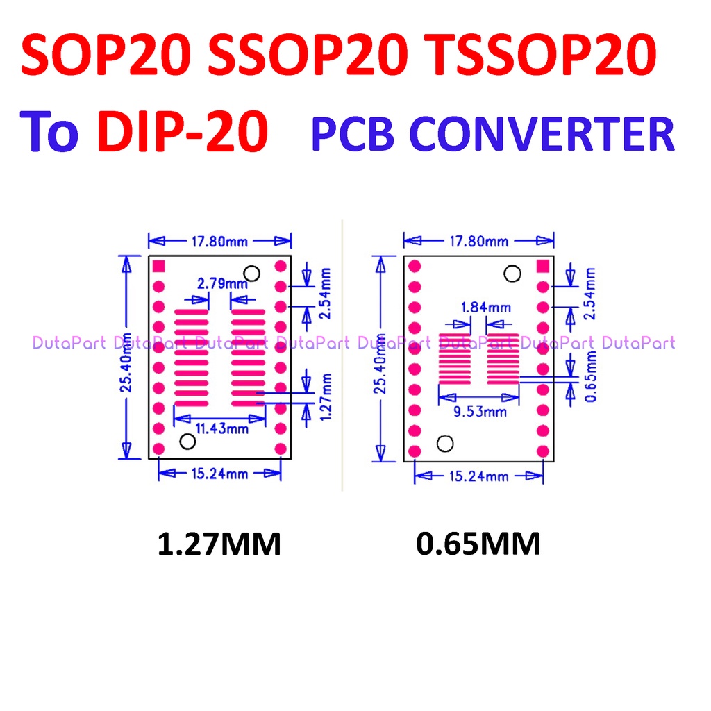 PCB Board SMD SOP20 SSOP20 TSSOP20 To DIP20 DIP 20 Adapter Converter