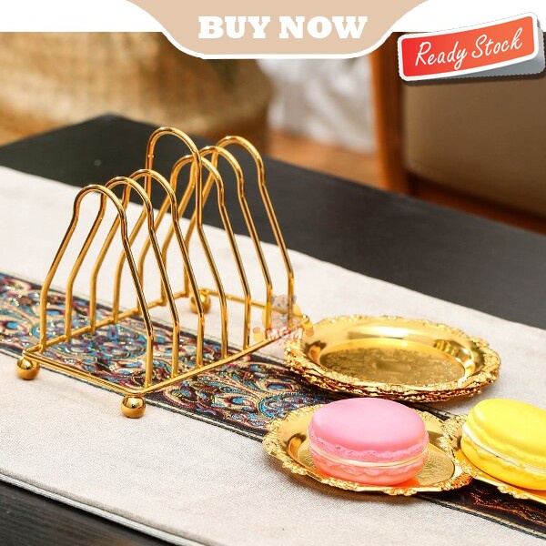 Stand with Piring Buah kurma Stainless Emas kue permen Gold 6pc set
