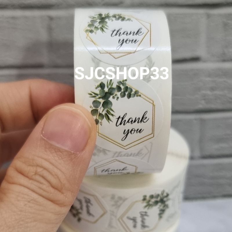 

1 roll isi 500 pcs sticker label thank you flower bingkai bunga 2,5cm