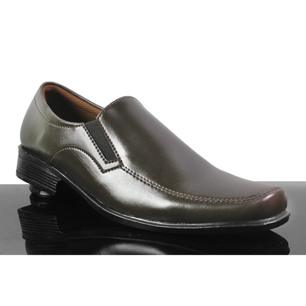 MS Shop - Sepatu Fantofel Pria Crocodile Peter Coklat Slop Kulit Pantovel Formal Tanpa Tali Murah