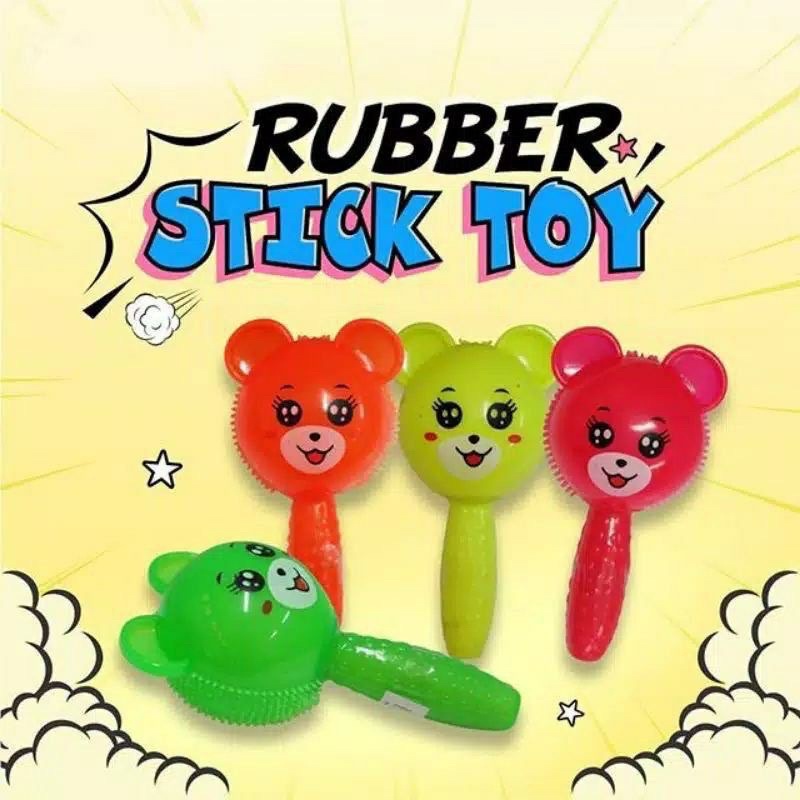 Mainan Rattle Bayi Puffer Ball Lampu Menyala Berbunyi Lucu Mainan Sensorik Bayi Teether Gigitan Bayi Rubber Stick Toy Baby