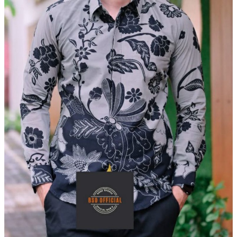 BATIK ORIGINAL SOLO S M L XL XXL BAJU kemeja batik pria lengan panjang pendek PREMIUM BSO OFFICIAL 1