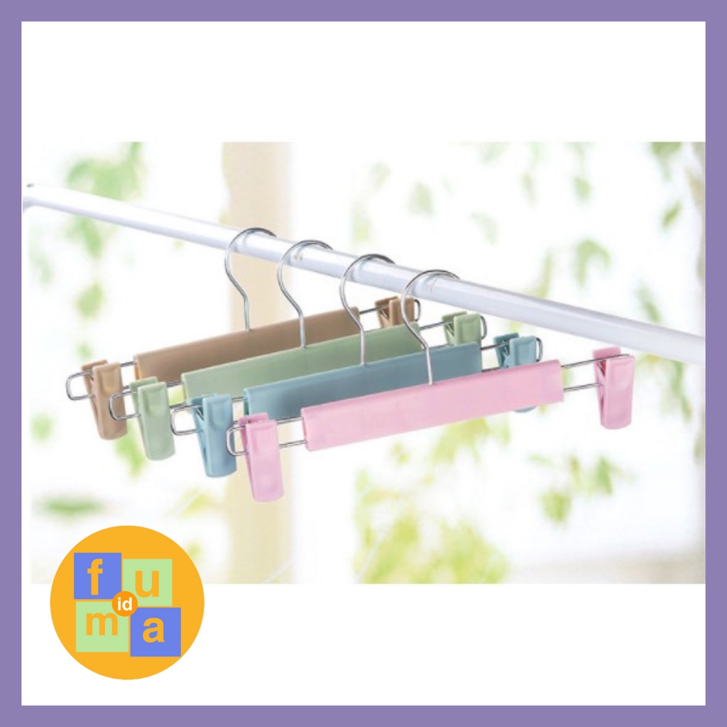 Hanger baju jepit bahan plastik / Gantungan baju dan celana / Gantungan Hanger dua Jepit Serbaguna