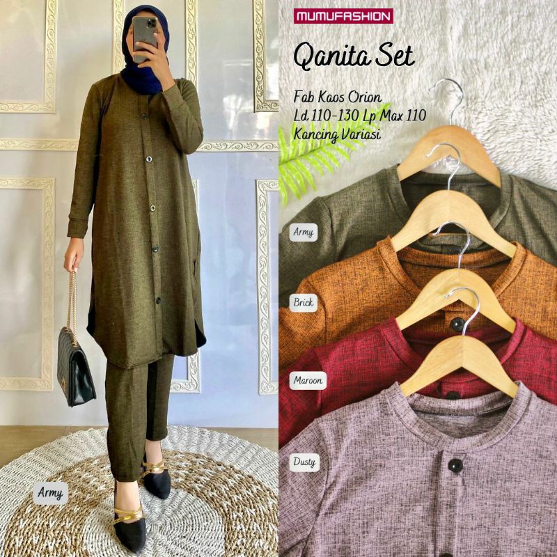 MUMU - Setelan Wanita Muslimah Jumbo Kekinian QANITA SET By Mumu Fashion Grosir Solo