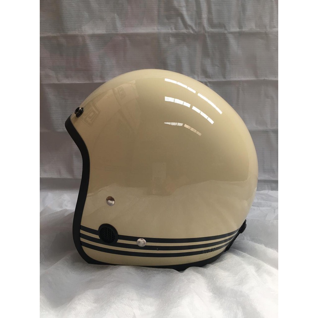 Helm Bogo / Helm Retro IOZ Line solid Cream (Free Kaca Retro)-6