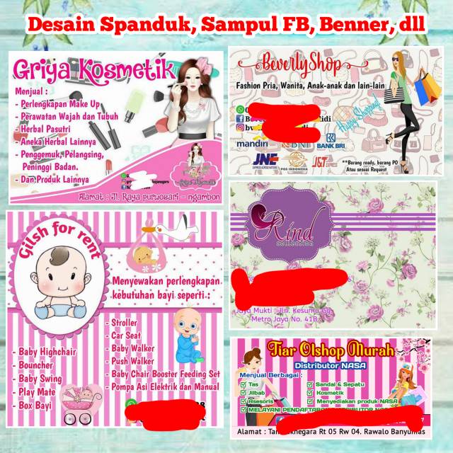  Desain  logo olshop  desain  benner spanduk  sampul fb dll 