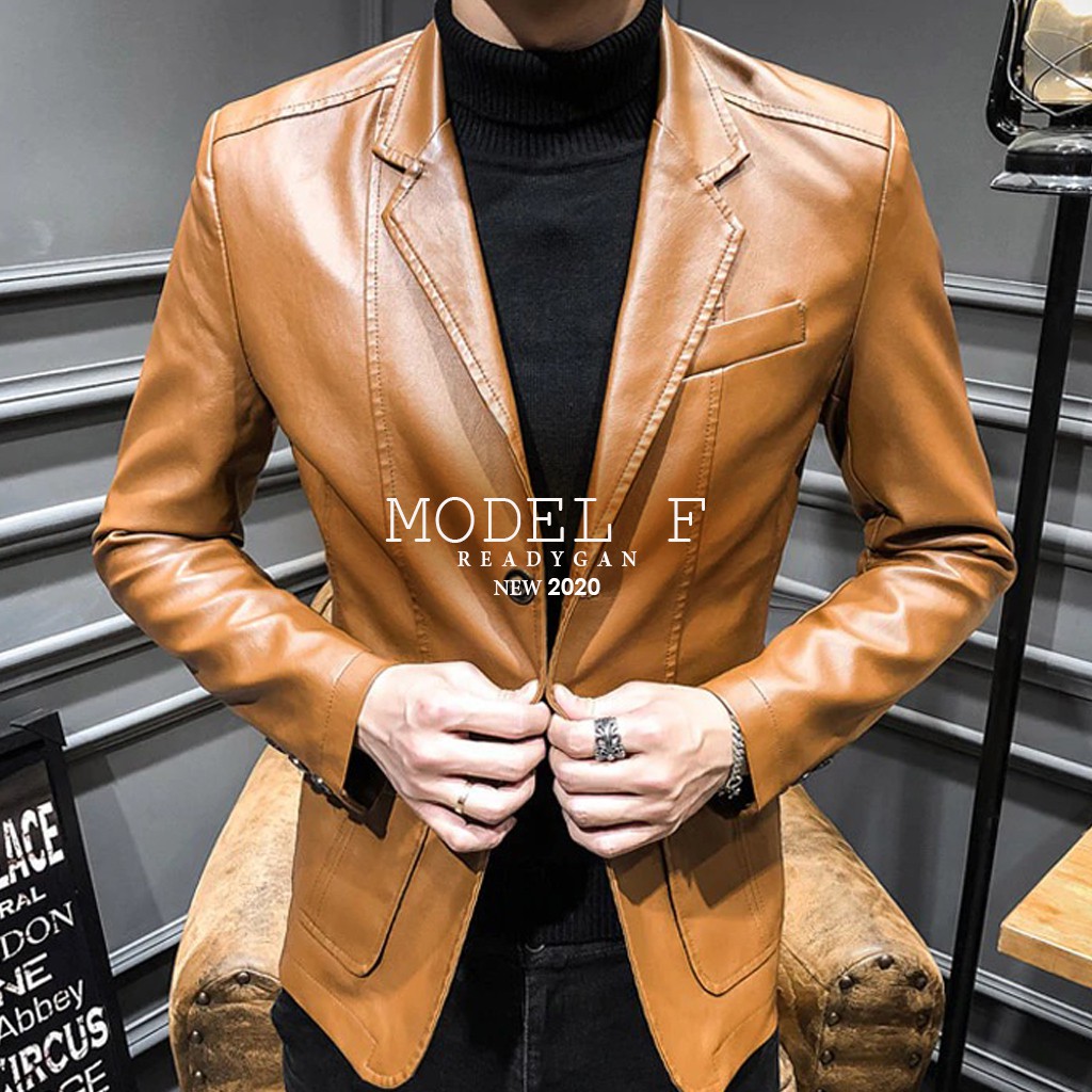 Delizia Blazer Series Jas Kulit Jaket Kulit Asli Pria Elegant Brownie ARL 033 Silverstone RFLA Ariel