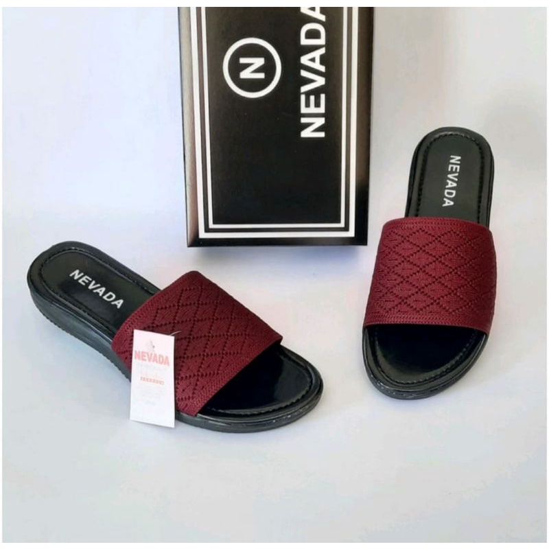 (COD) SANDAL SELOP NEVADA RAJUT IMPORT PREMIUM SLOP SLIP ON WANITA TERBARU