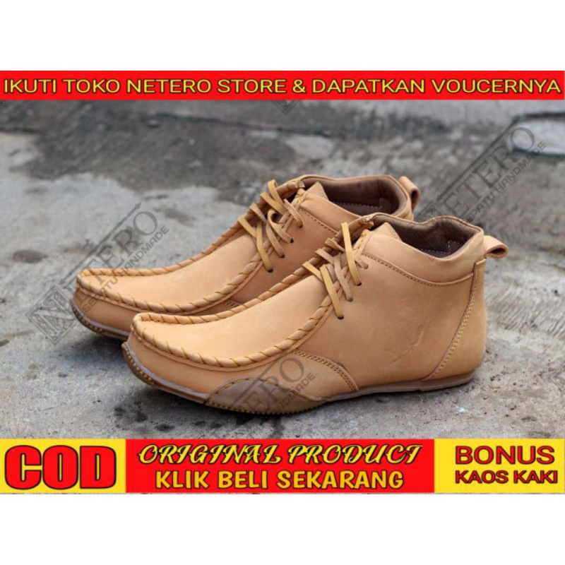NETERO X FERARI tali empat lubang sepatu pria formal sepatu kulit asli sepatu keren trendy