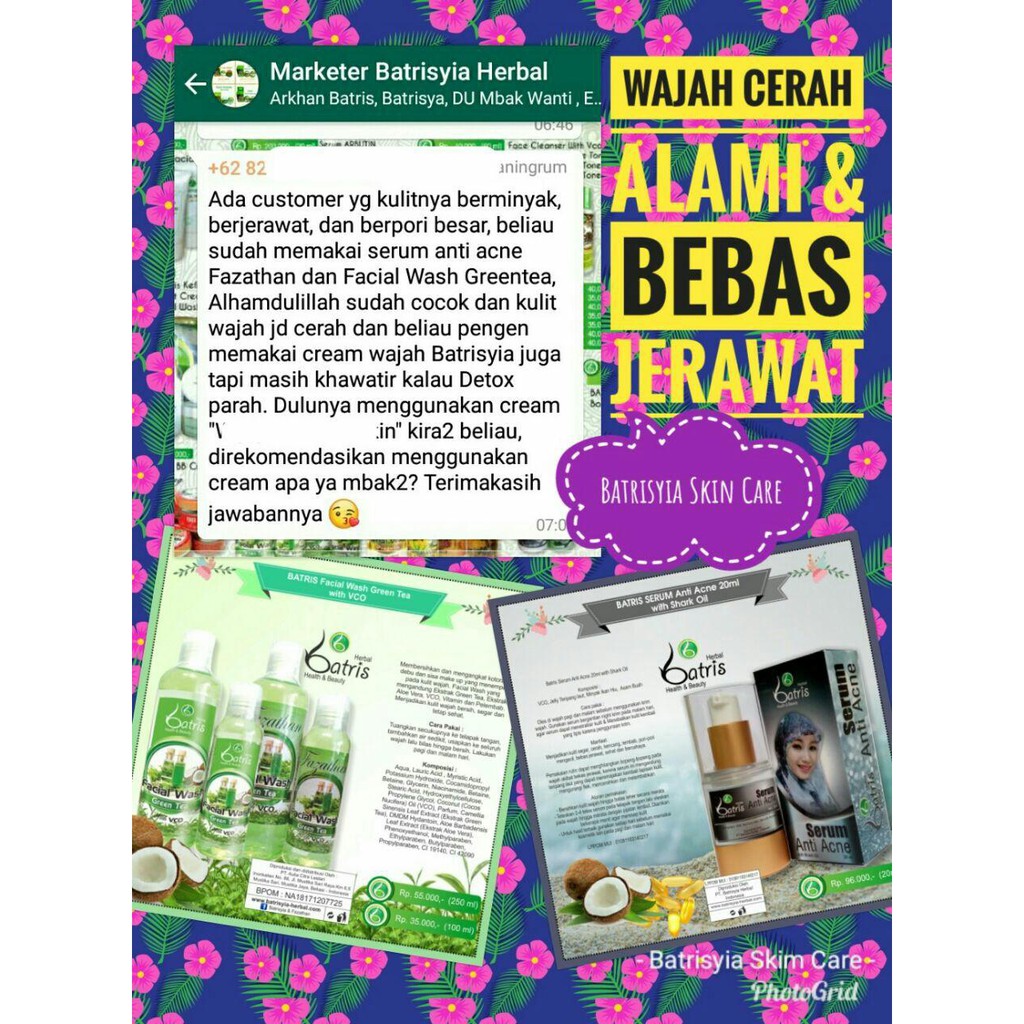 facial wash greentea batrisyia herbal sabun muka untuk wajah berminyak berjerawat aroma green tea