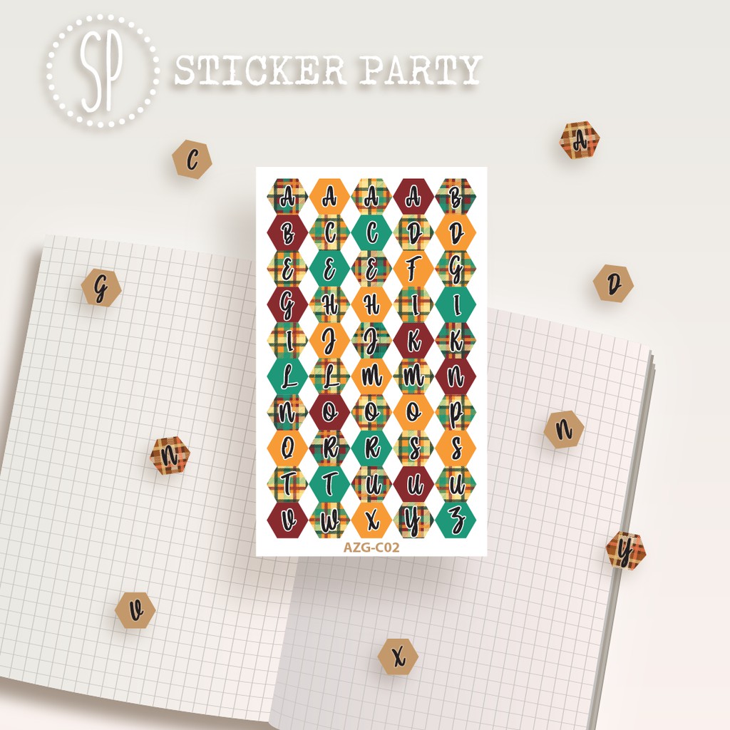 

[Sticker Party] Stiker Huruf A-Z Abjad Alfabet Polaroid Deco Polco Confetti Kecil Motif Checker Kotak Plaid Hexagonal AZGC AZG