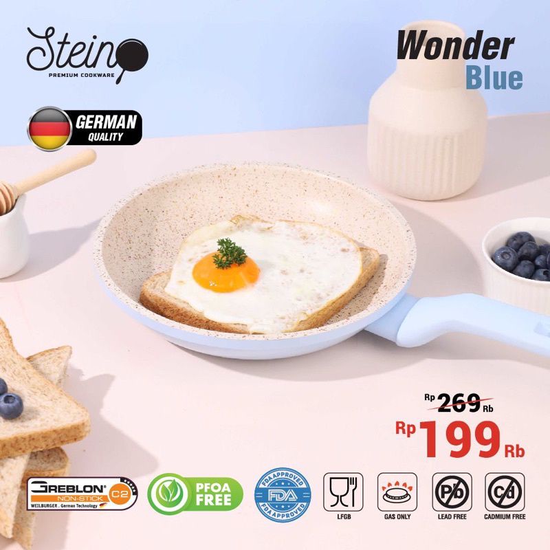 WONDERPAN FRY PAN 20 CM STEINCOOKWARE STEIN ORIGINAL PENGGORENGAN WAJAN GRANITE ANTI LENGKET ANTI GORES WONDER PAN SEHAT AMAN TIDAK KELUPAS