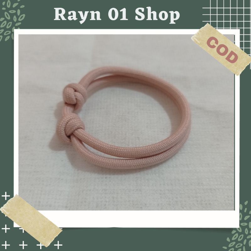 Gelang Tali Paracord Polos Hitam Pria Wanita / Gelang Gaya Korea / Gelang Trendy / Gelang Tali Unisex-Baby Pink