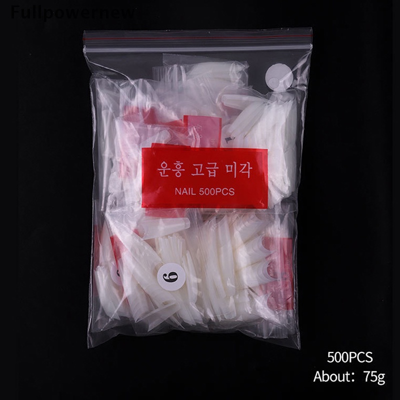 (FULL) 500pcs / Set Kuku Palsu Akrilik Bentuk T Untuk Nail Art / Manicure