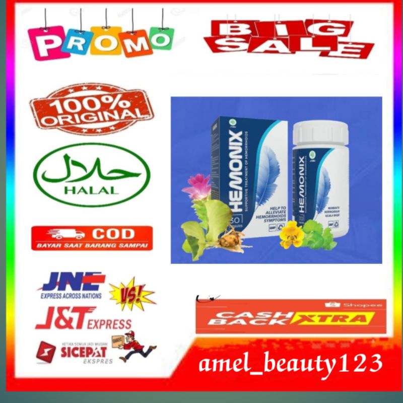HEMONIX Asli Original Obat Herbal Wasir Ambeien Ambiyen 30 Capsule Bpom