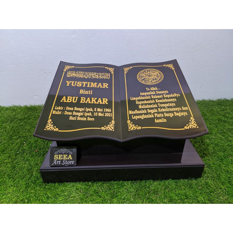 BATU NISAN MAKAM GRANIT TILE+PACKING KAYU MOTIF BUKU